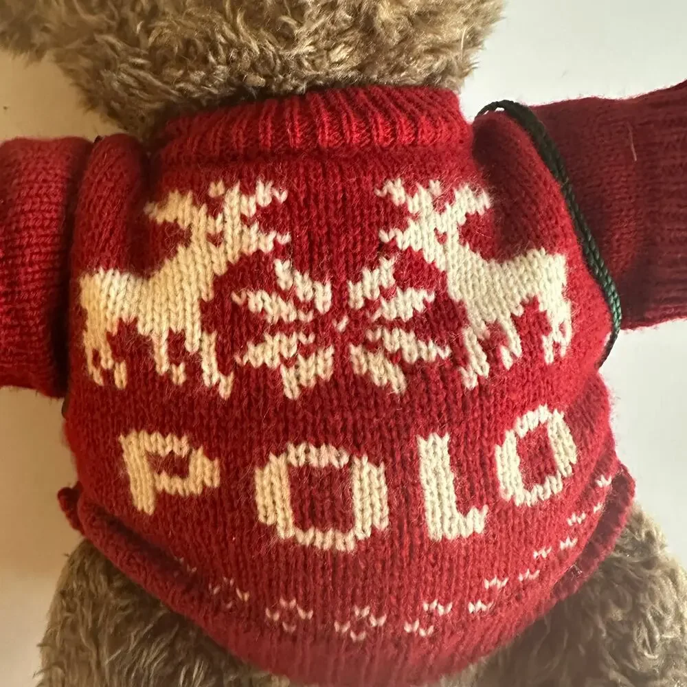 POLO Vintage 1998 Holiday Plush Teddy Bear Reindeer Sweater and Backpack VTG